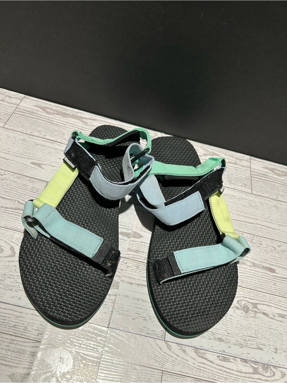 Multi-strap Sport Sandals in Mint & Yellow